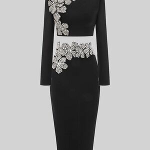 Elegant Black Dress with Floral Embellishments
